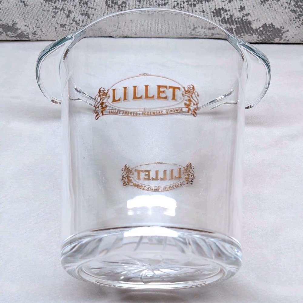 J.G. Durand Cristal Lillet Ice Bucket Clear Lead Crystal Gold Logo France 4070